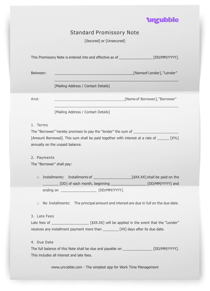 Promissory Note Template Download For Free Unrubble Templates
