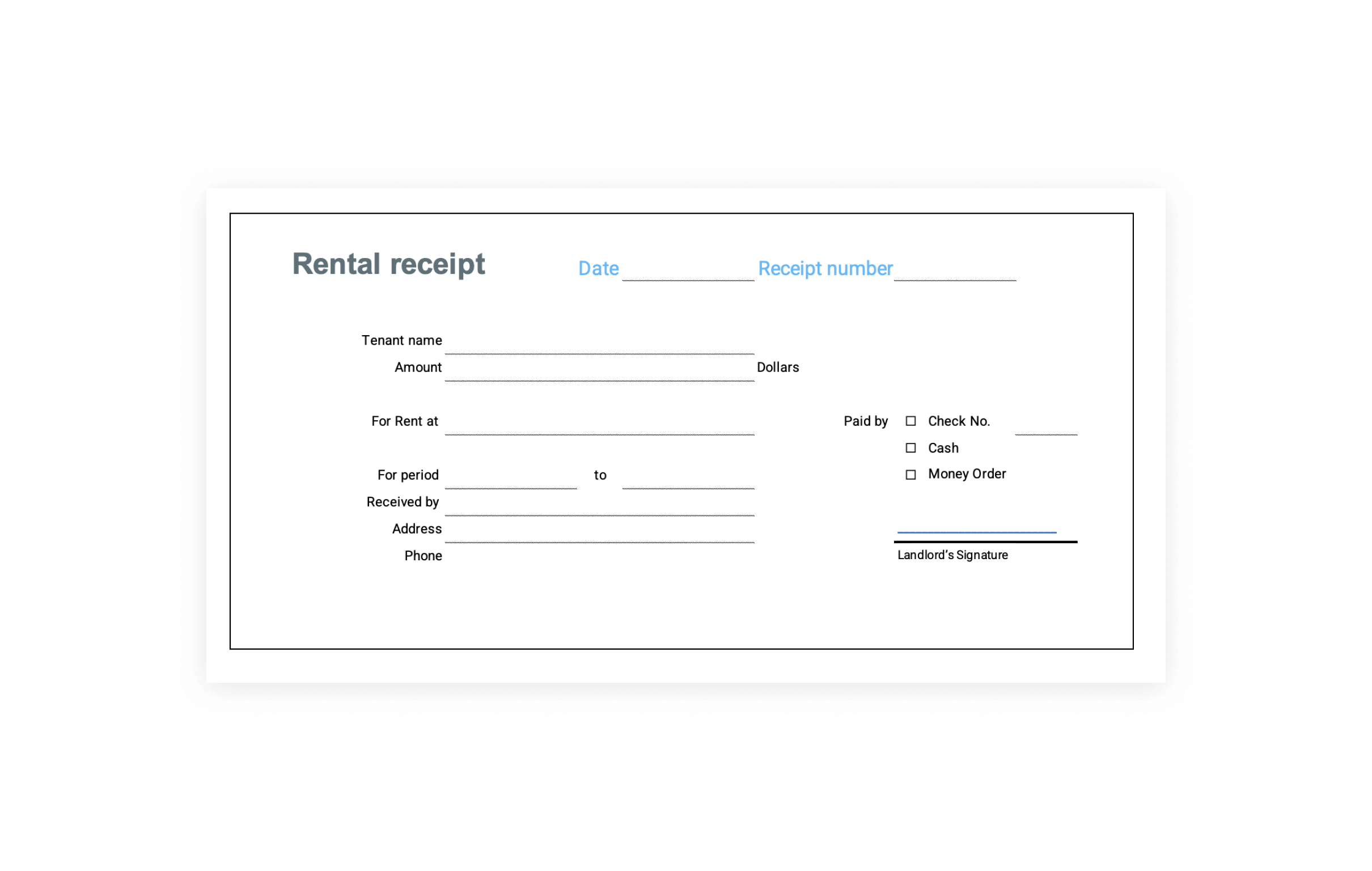 printable rent receipt