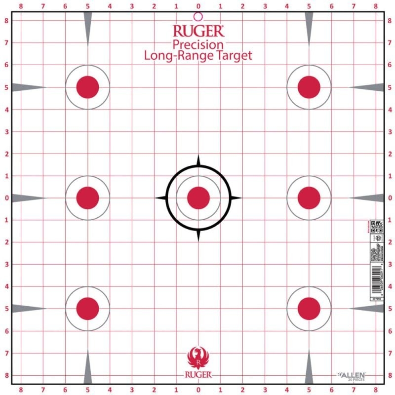 Ruger Paper Shooting Targets 7 Spot Precision Sight In Grid 17 Square 20 Targets Per Pack
