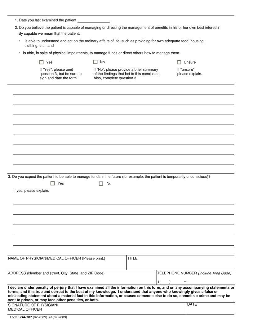 Ssa 787 Printable Form Pdf