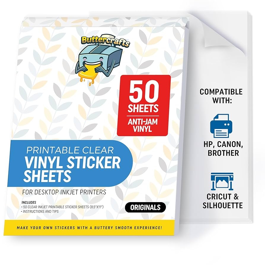 Staples Clear Sticker Sheet Papervisual Printable Vinyl Sticker Paper For Inkjet Printer 20 Sheets Clear Sticker Paper