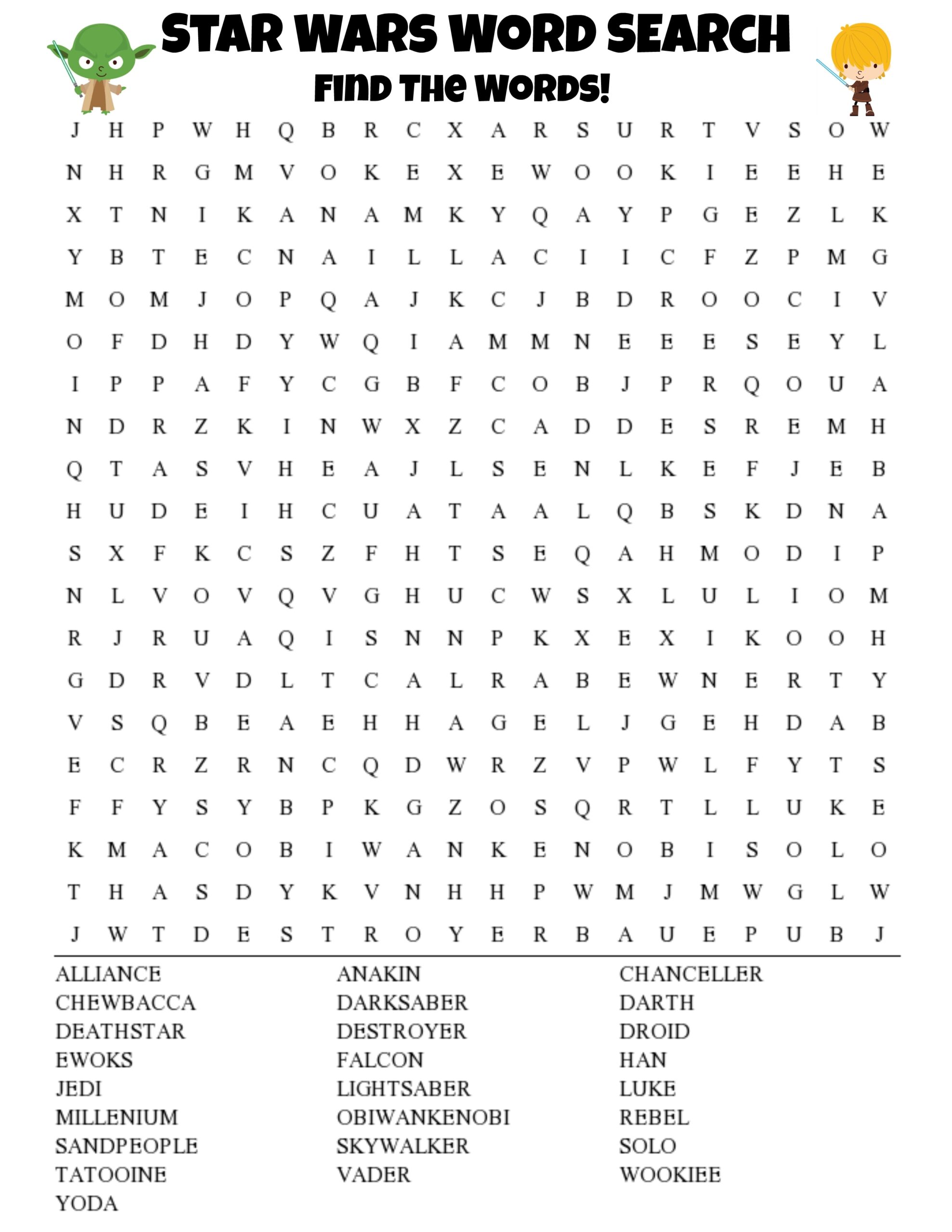word search printable for kids