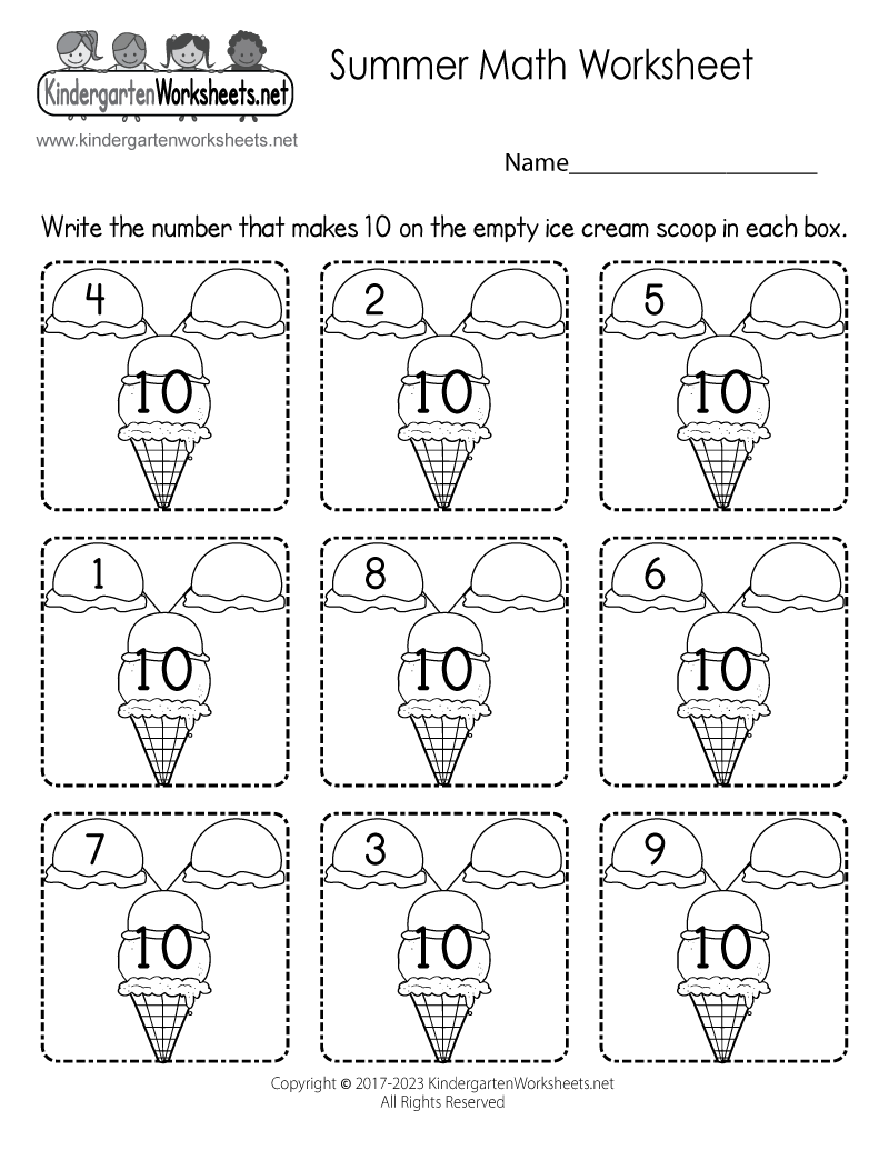 math worksheets printable kindergarten