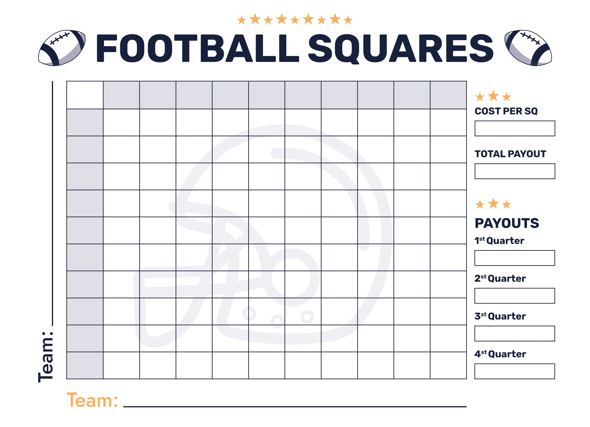 Football Squares Printable