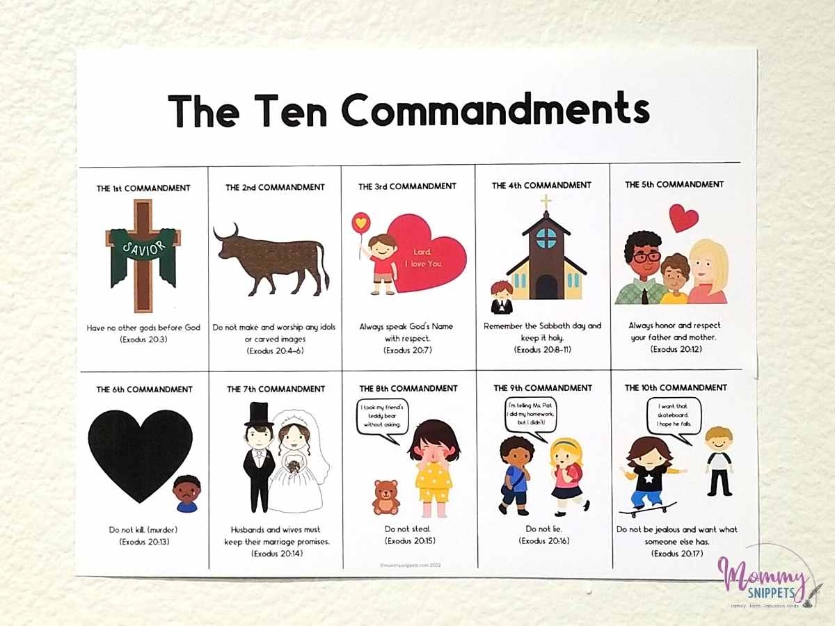 The Ten Commandments For Kids Printable