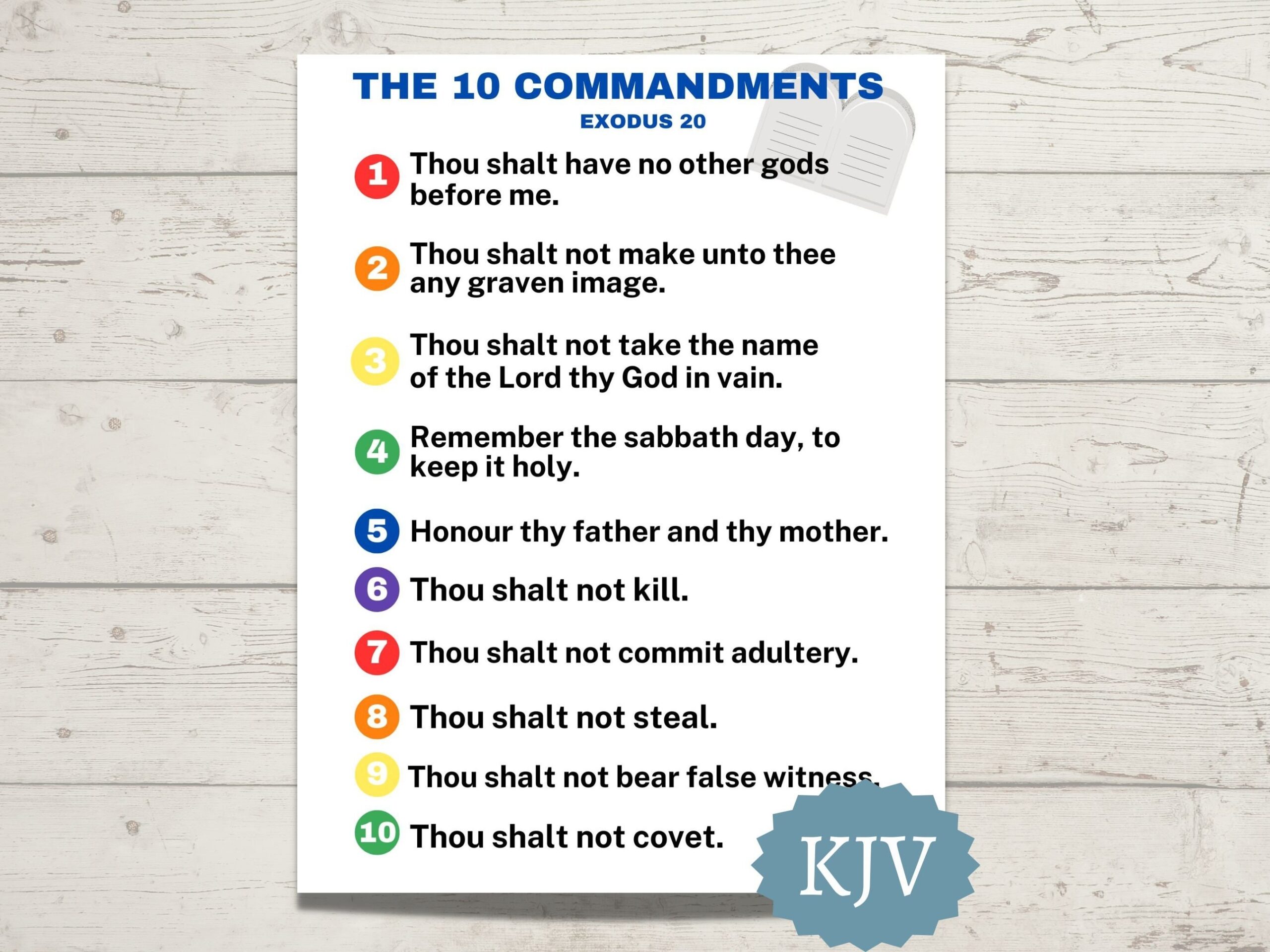 the ten commandments for kids printable
