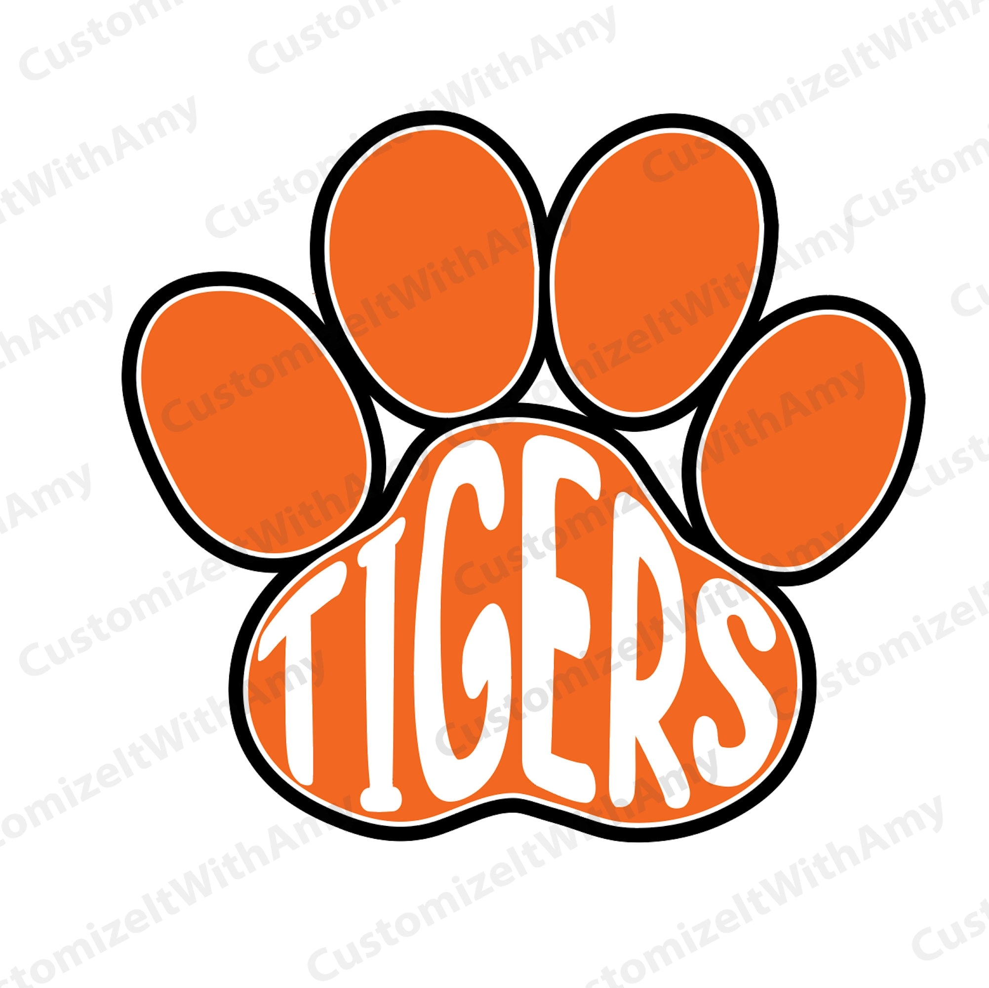 Tiger Paw Print Digital Design Svg Png Dxf Pdf Etsy