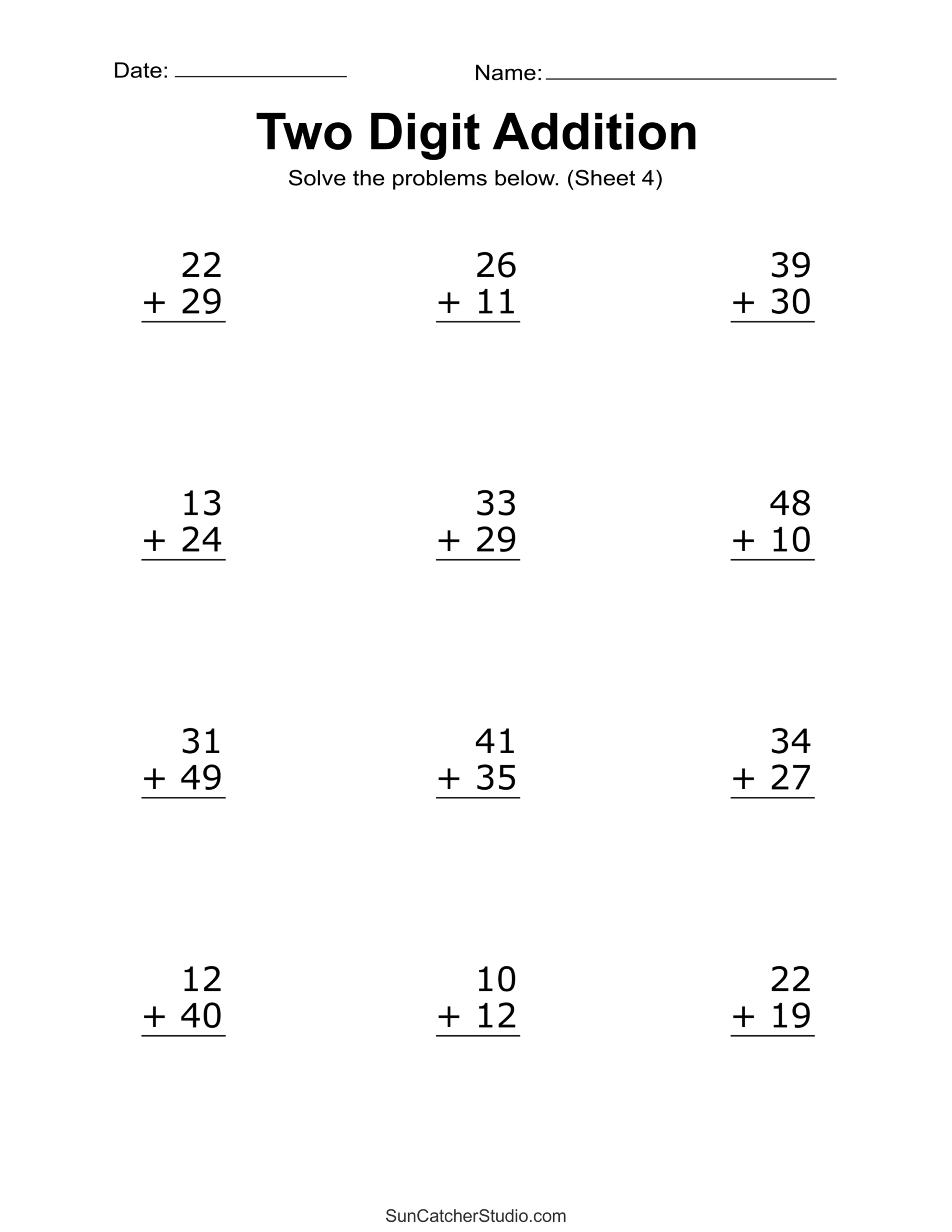 free printable addition and subtraction worksheets