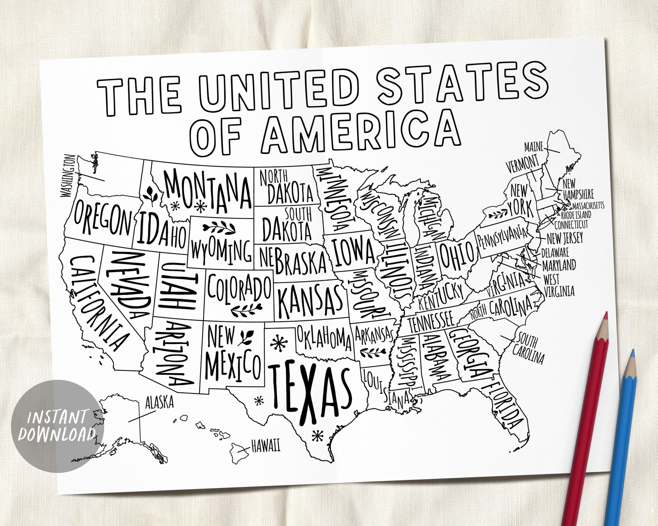 printable united states map coloring page