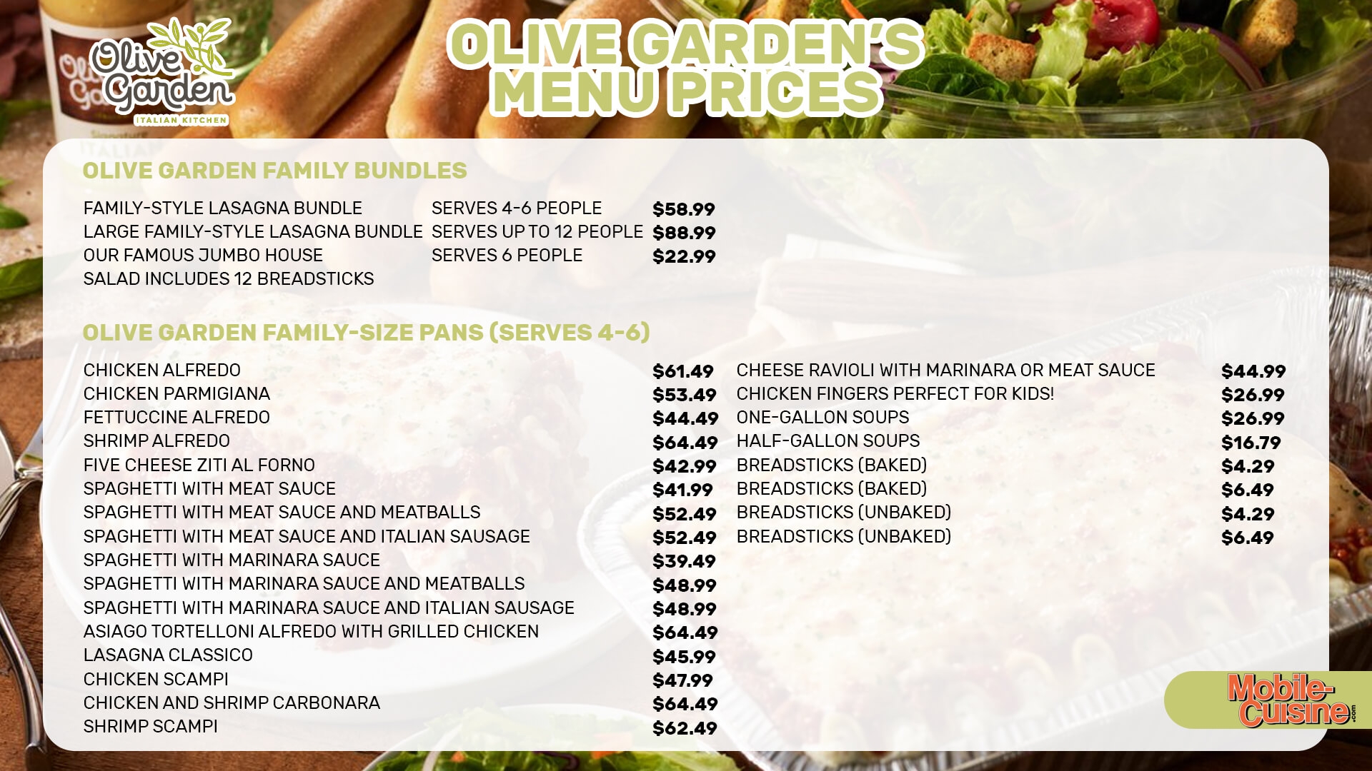 Updated Olive Garden Menu Prices Latest Discounts 2024 