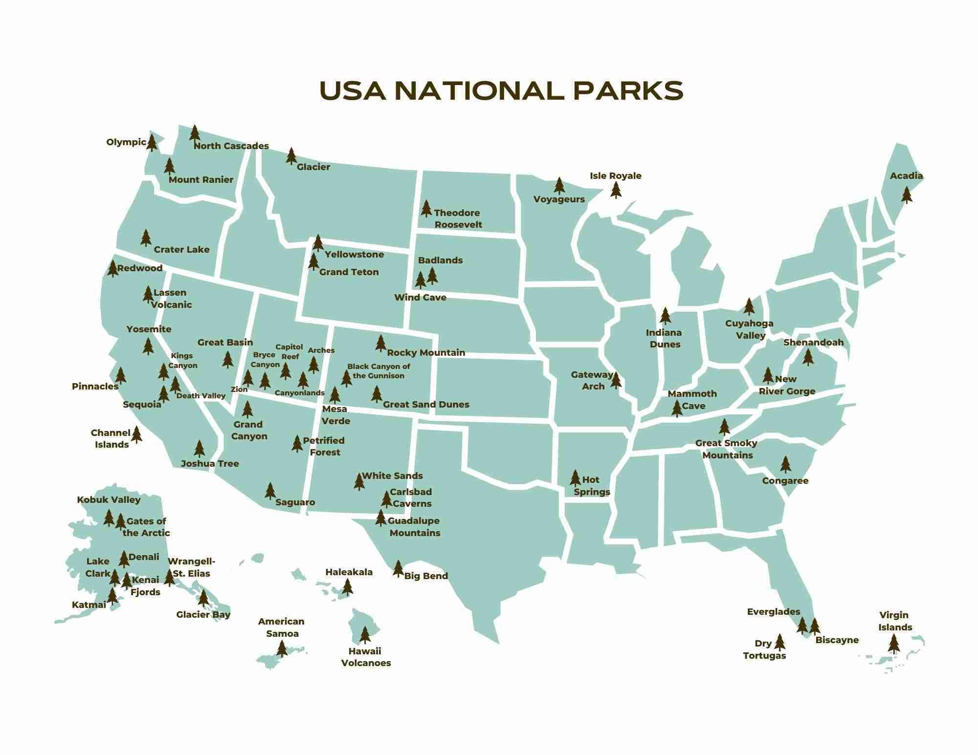 Free Printable Map Of Us National Parks