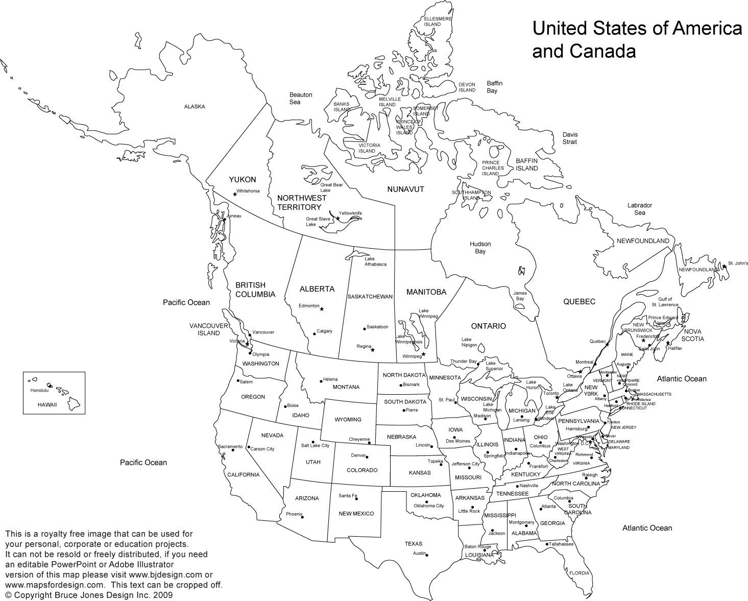 free printable map of the usa