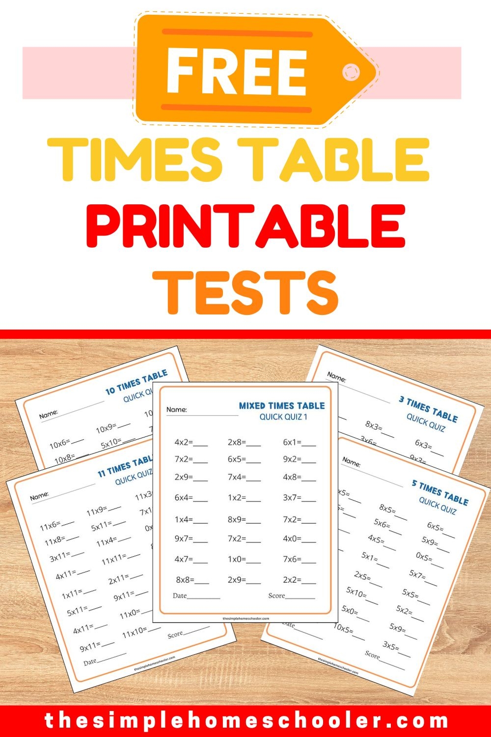 times table speed test printable