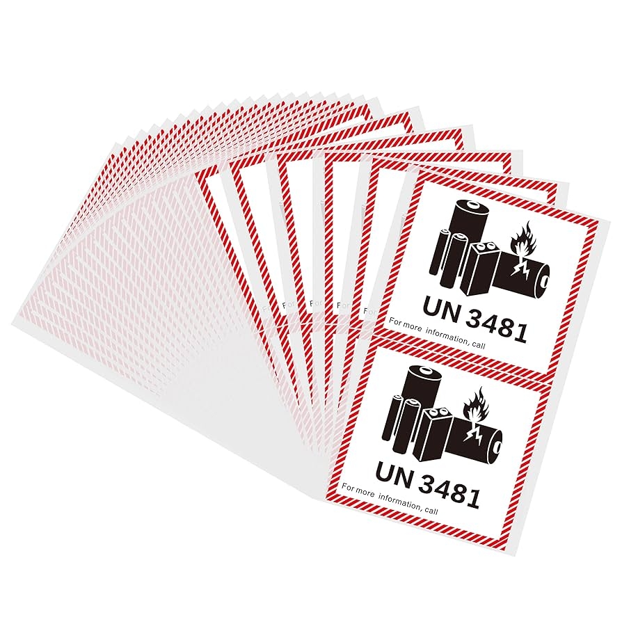 Warning Stickers 100 UN3481 Lithium Battery Warning Labels 4 7x4 3