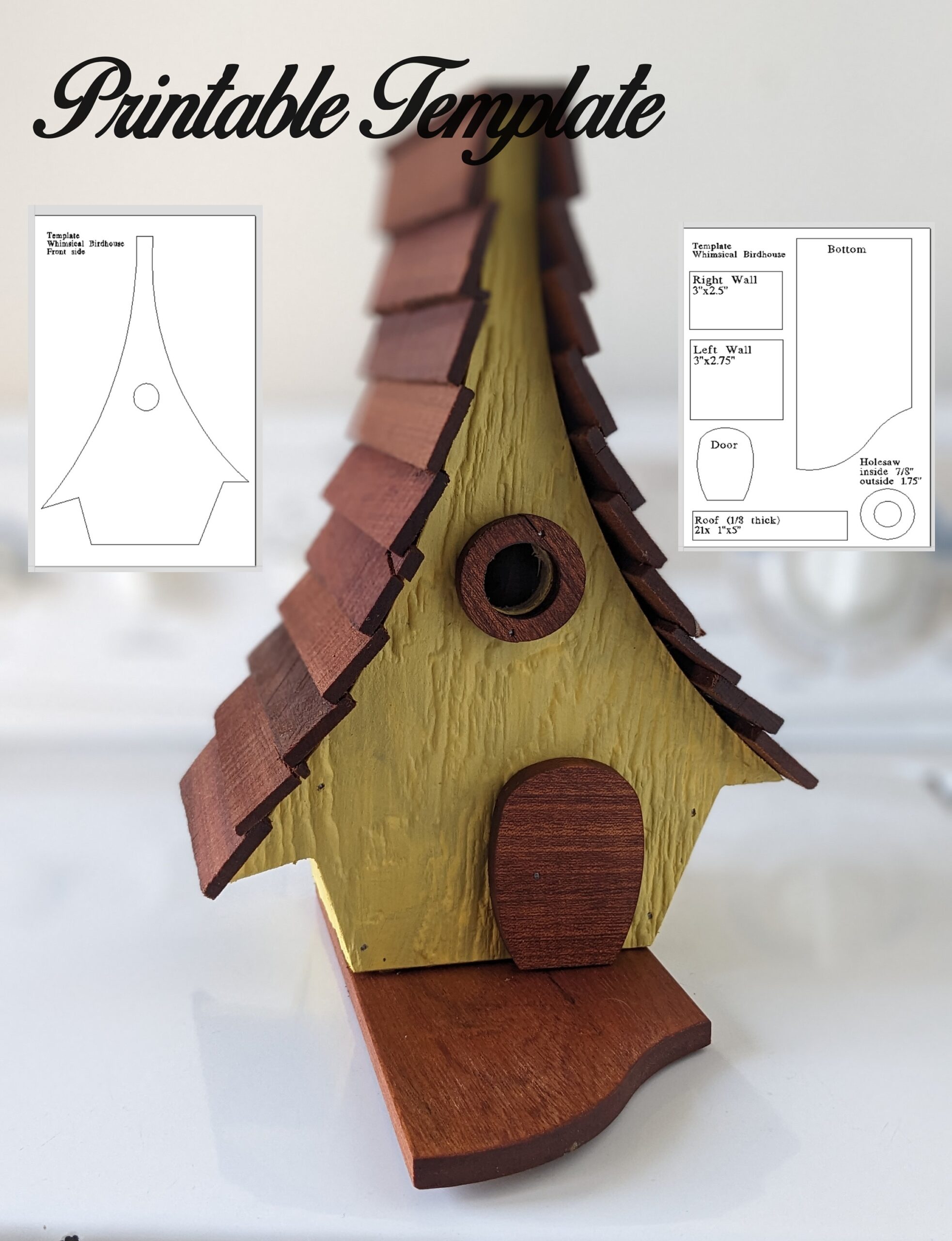 Whimsical Birdhouse Build Plans Printable Template Etsy