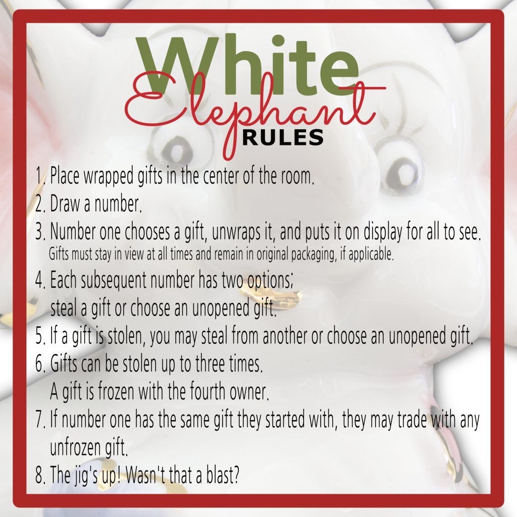White Elephant Gift Exchange Rules And Printables