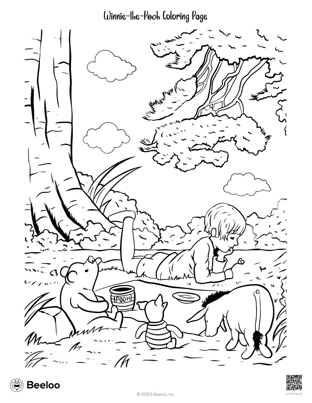 Winnie the Pooh Coloring Page Beeloo Printable Crafts And 