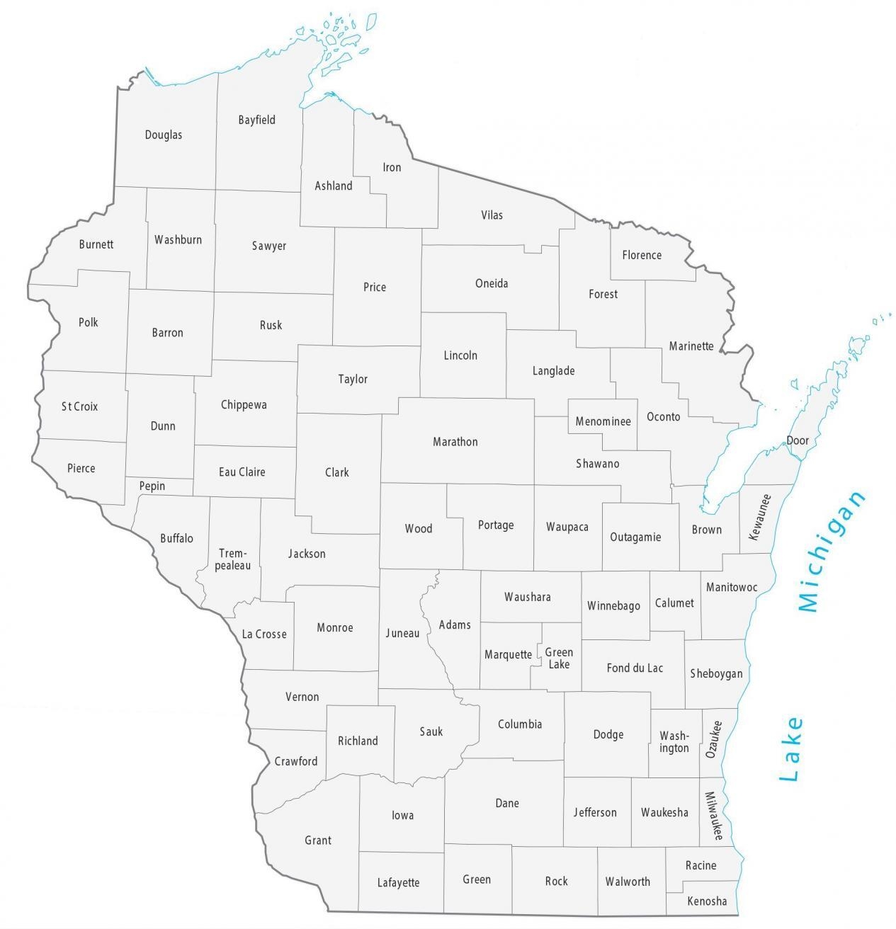 wisconsin state map printable