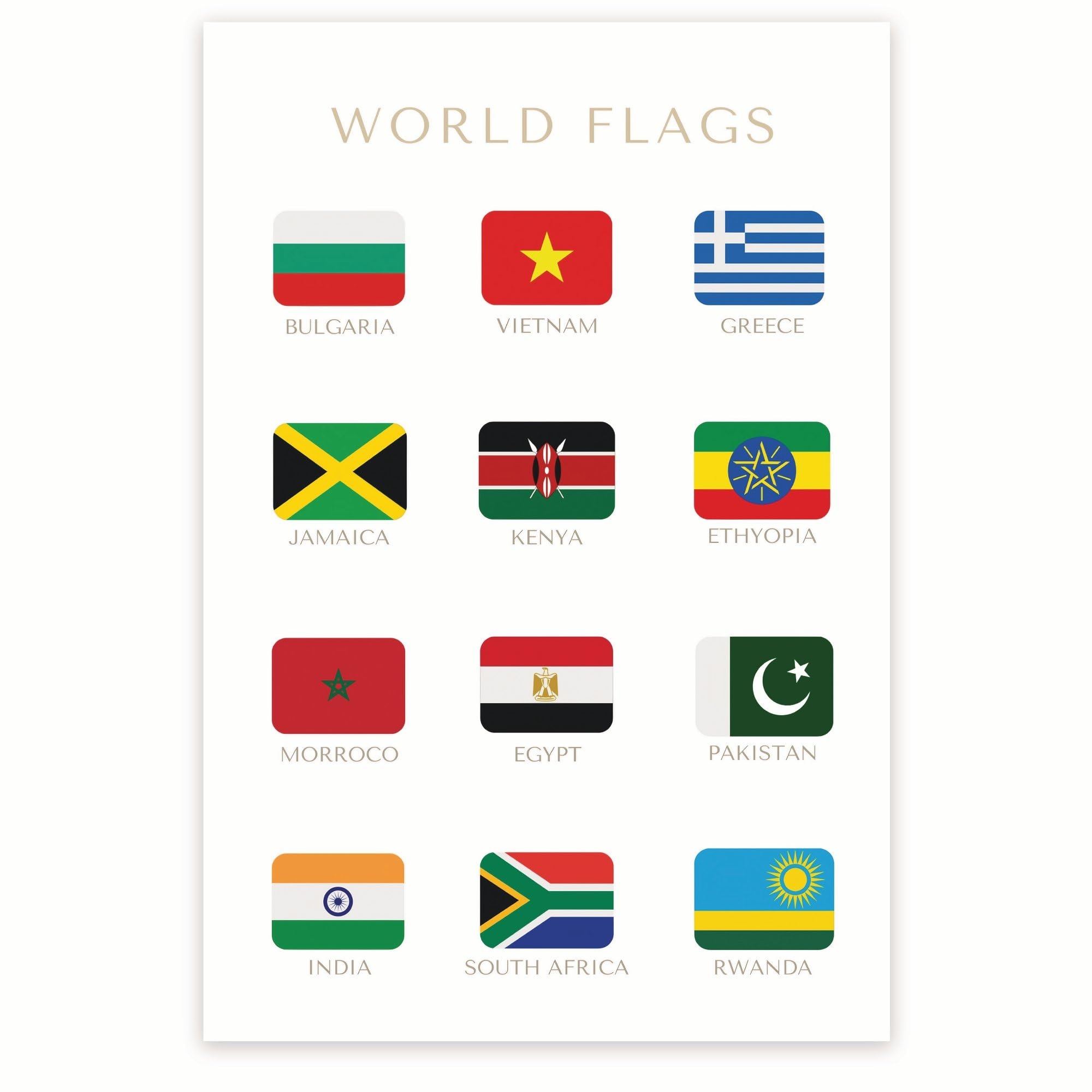 World Flags Poster International Flags Poster Country Flags Poster Flag Chart Poster Geography Classroom 12 X 18 Inch Poster Unframed Premium 100lb Gloss Made In USA BMCP0424 Amazon sg Office Products