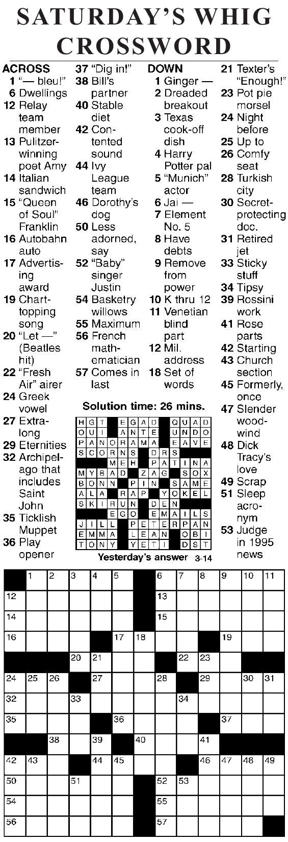 0314 Crossword Crosswords Cecildaily