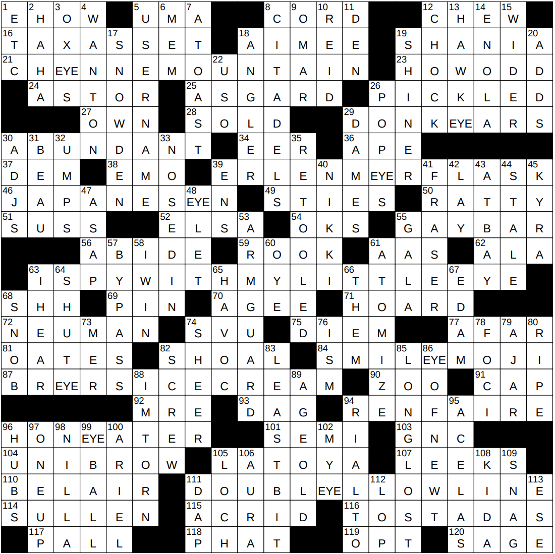 0810 25 NY Times Crossword 10 Aug 25 Sunday NYXCrossword