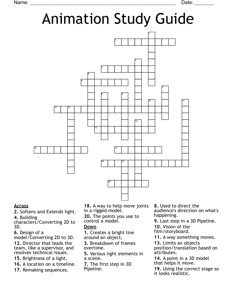 3D Animation Vocab Review Crossword WordMint 3D Animation Vocab Review Crossword WordMint