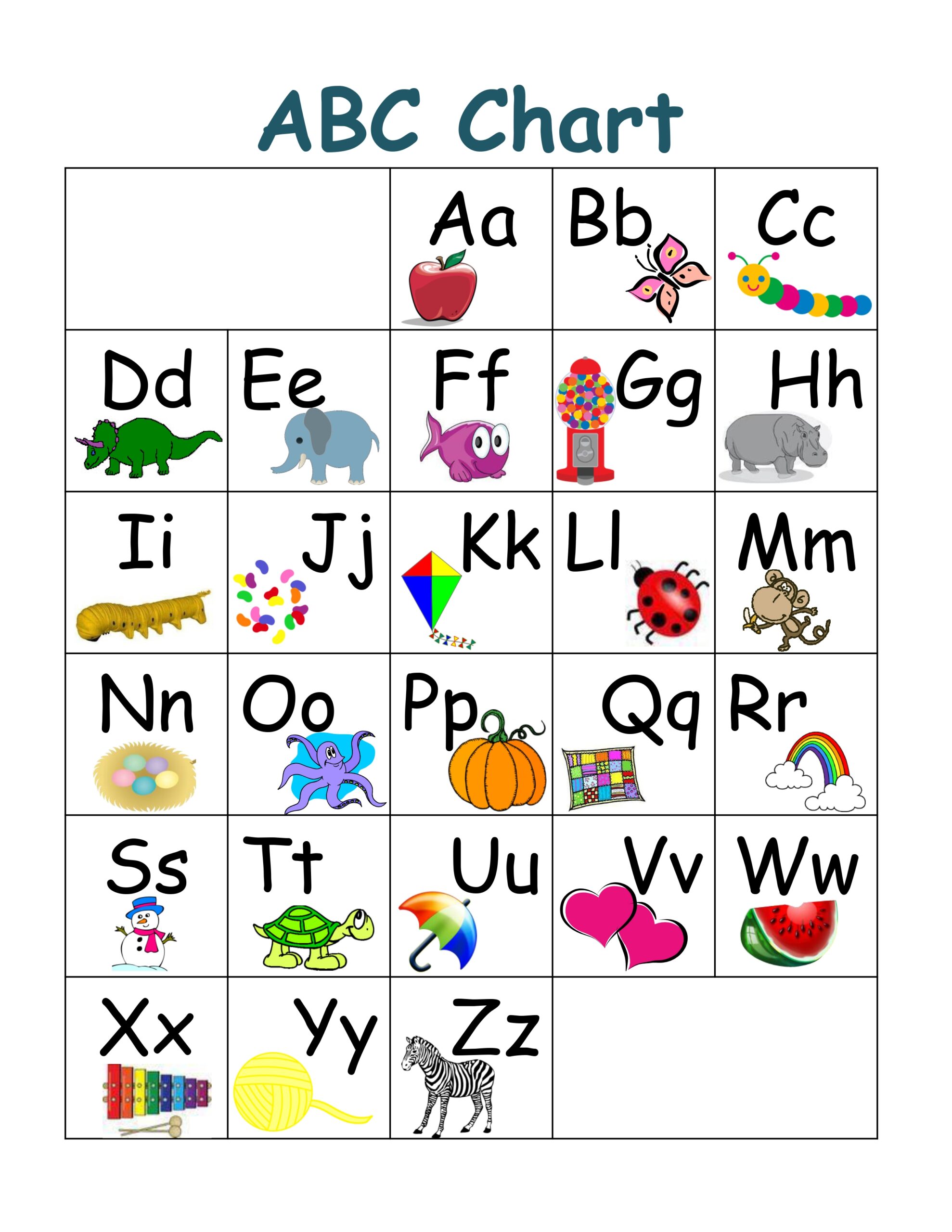printable abc alphabet chart