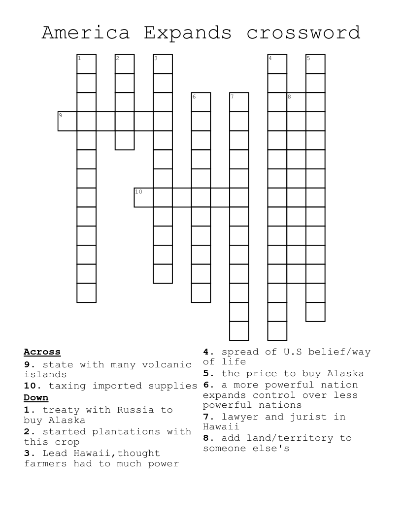 America Expands Crossword WordMint