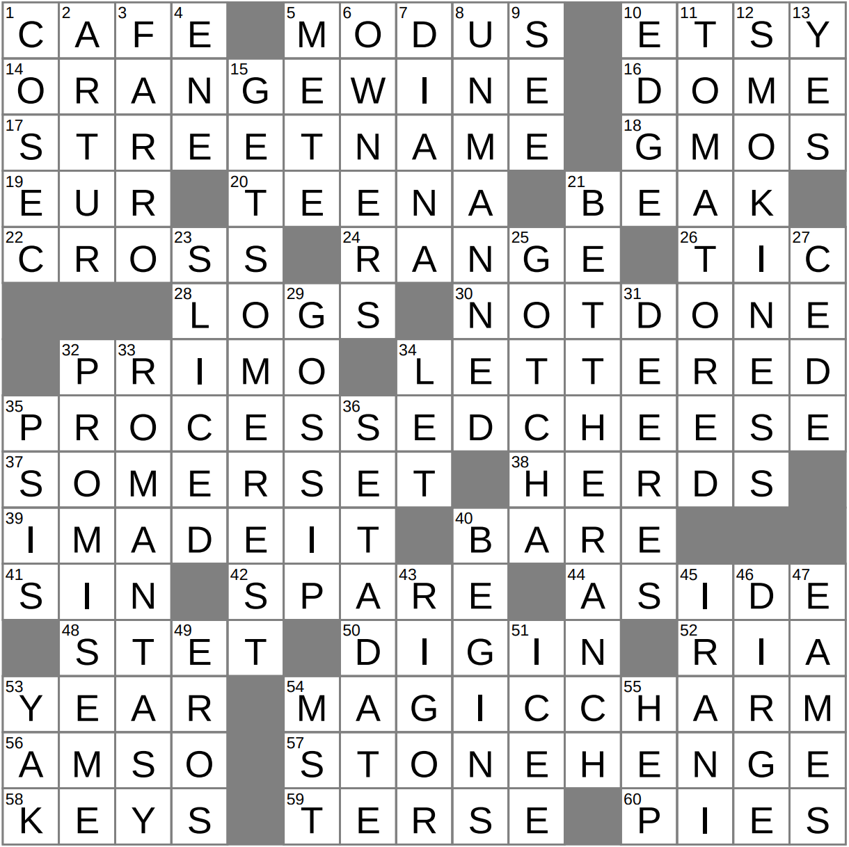 for one for one crossword