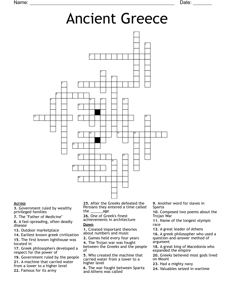 Ancient Greece Crossword WordMint Ancient Greece Crossword WordMint