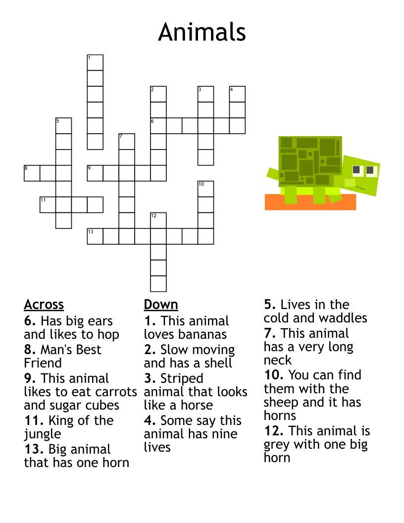 Animals Hard Word Search WordMint