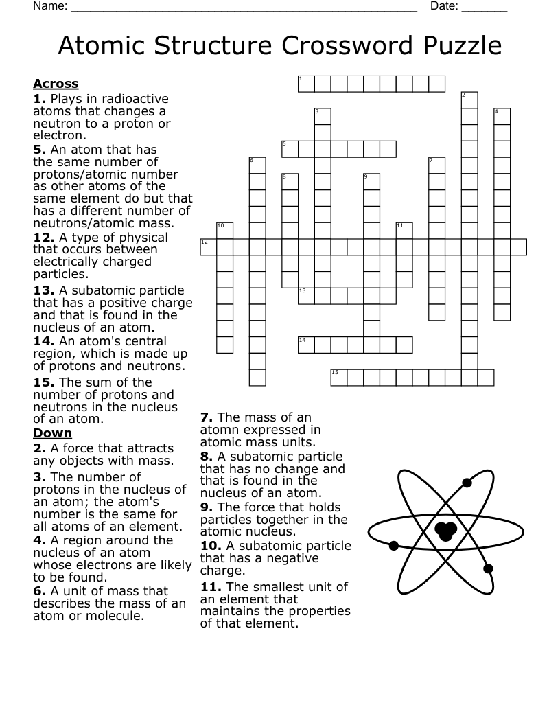Atoms Crossword WordMint