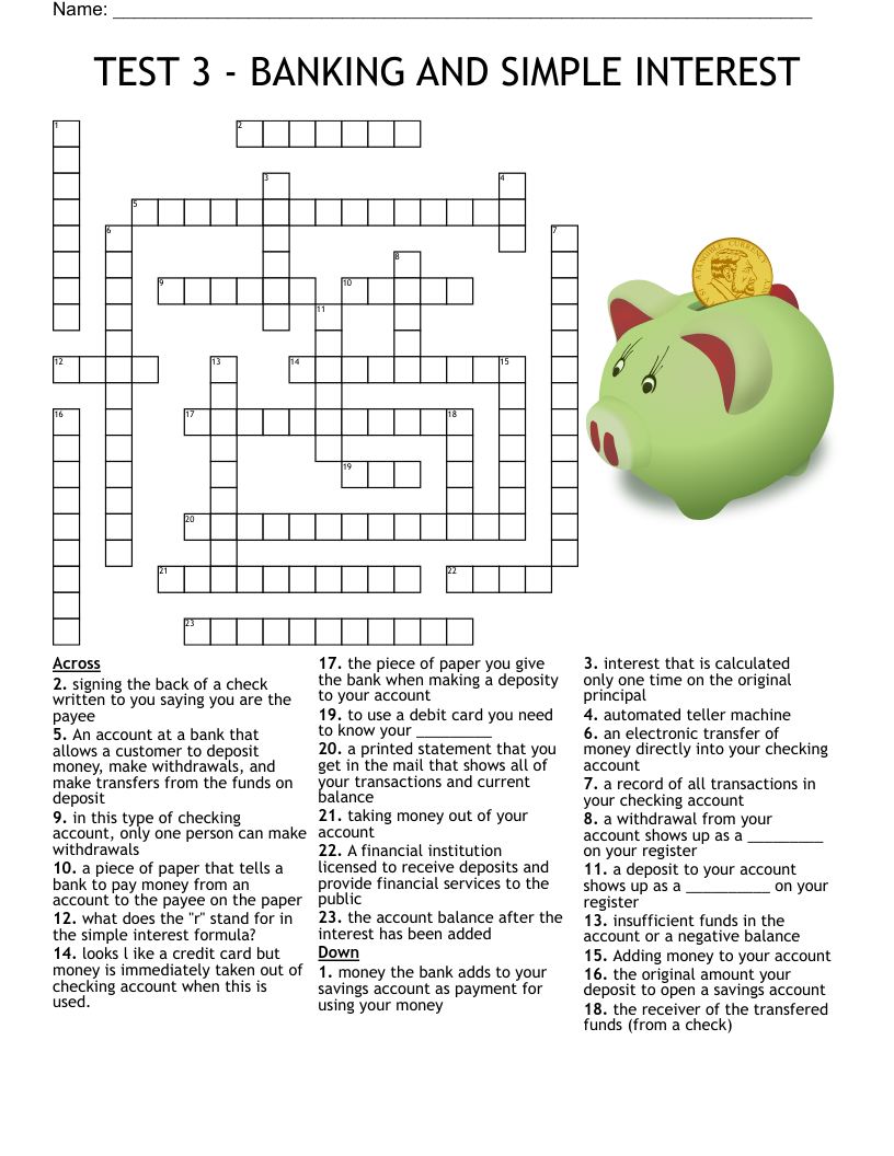 Banking Crossword WordMint
