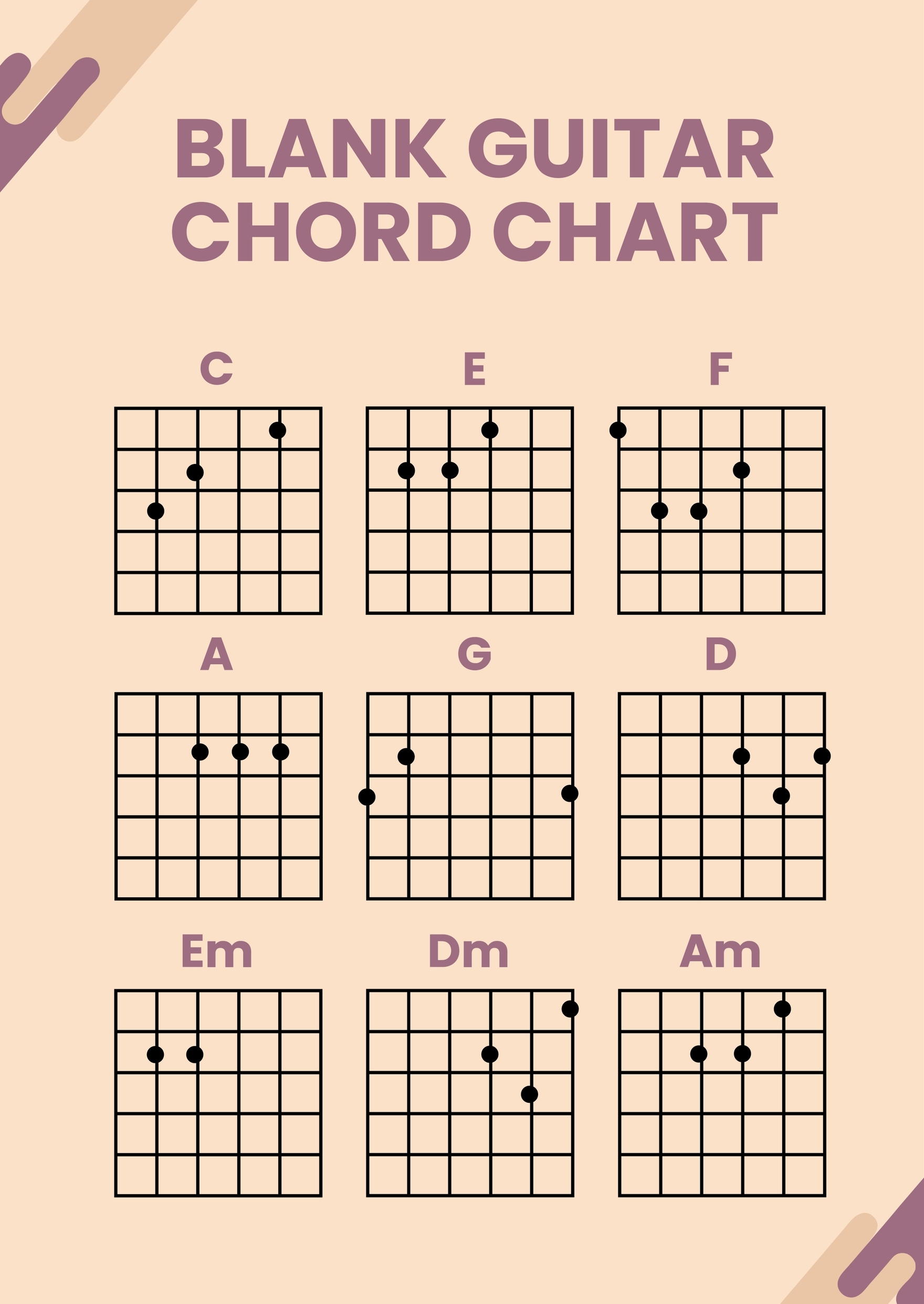 Blank Guitar Chord Chart In Illustrator PDF Download Template Blank Guitar Chord Chart In Illustrator PDF Download Template