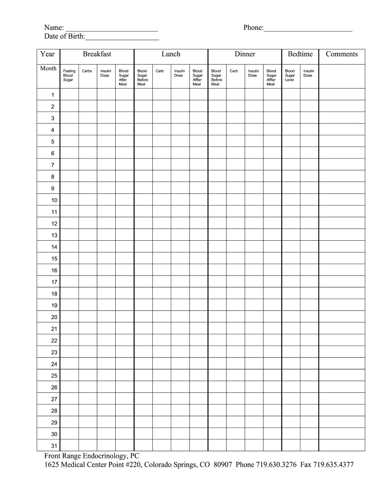 printable blood sugar charts