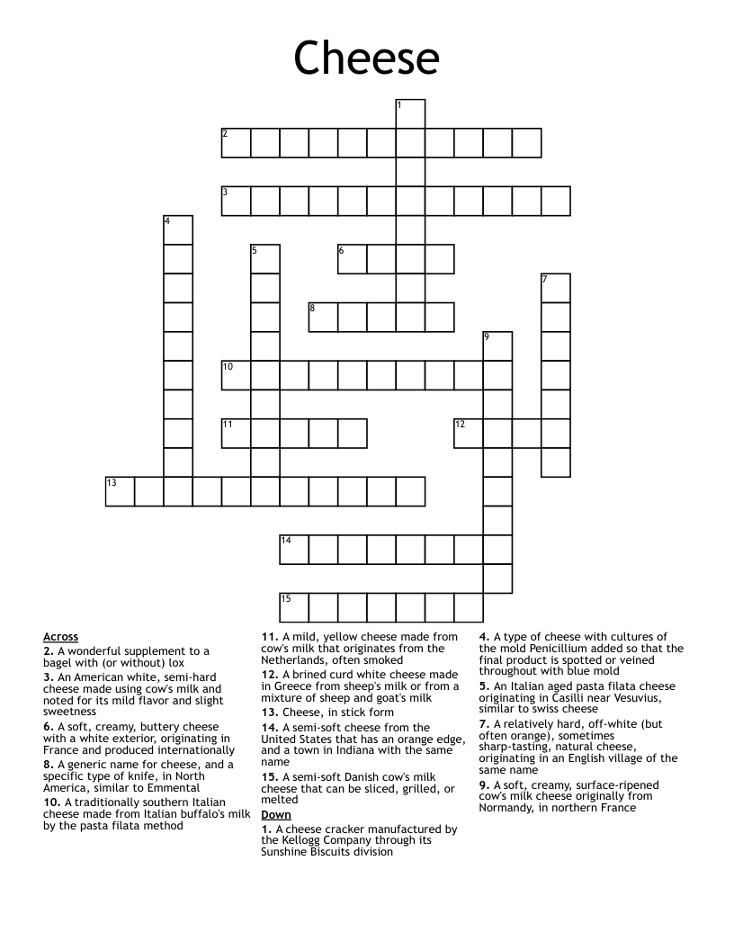 Cheese Word Search WordMint
