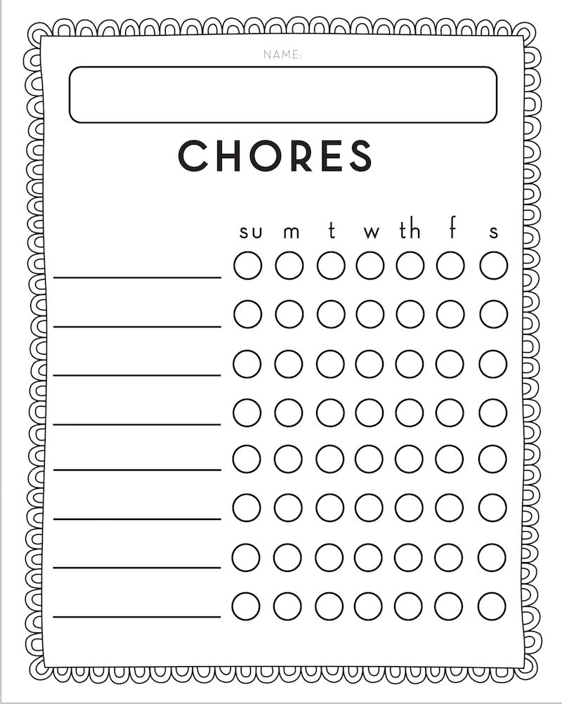 printable chore chart printable chore chart