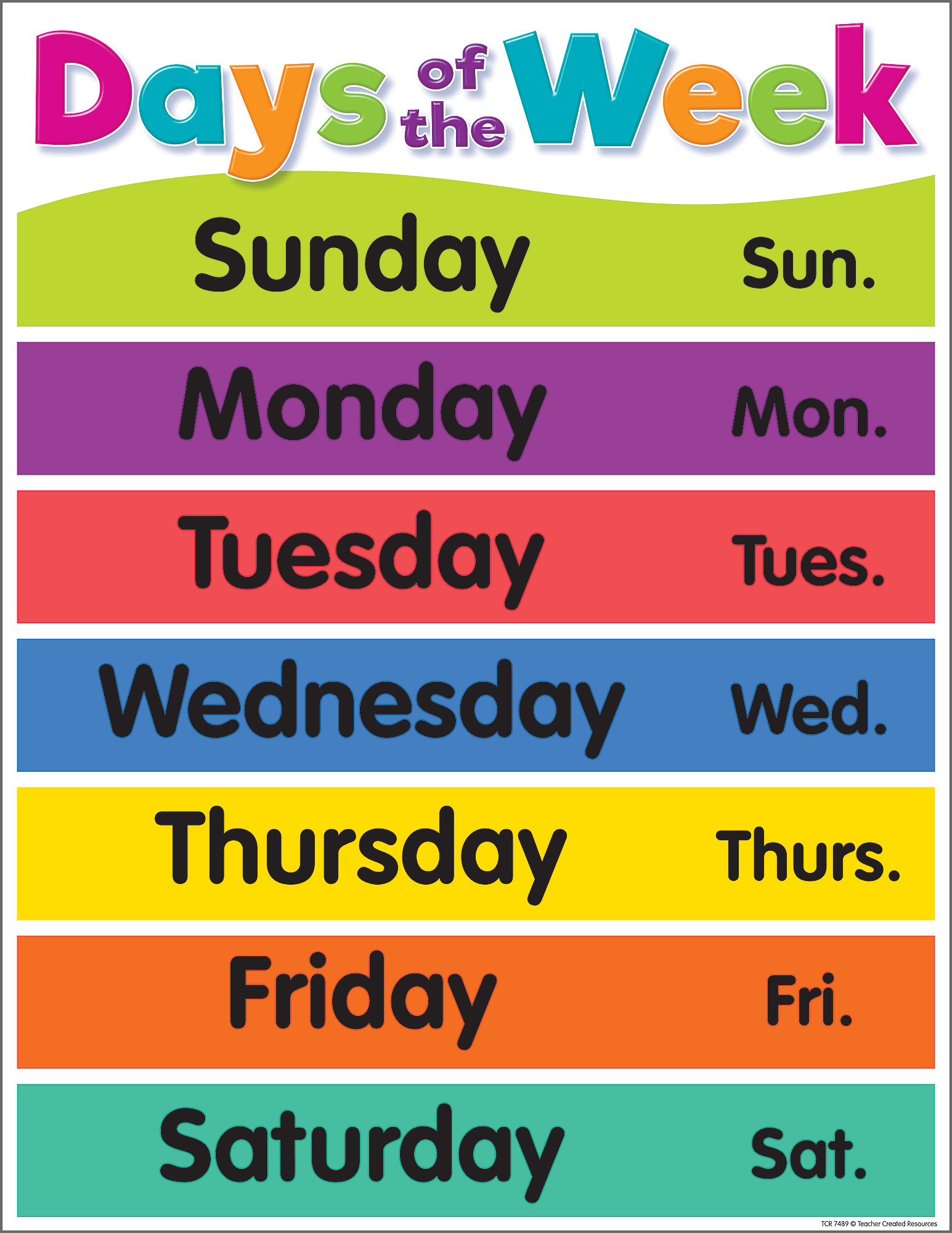 printable days of the week chart printable days of the week chart