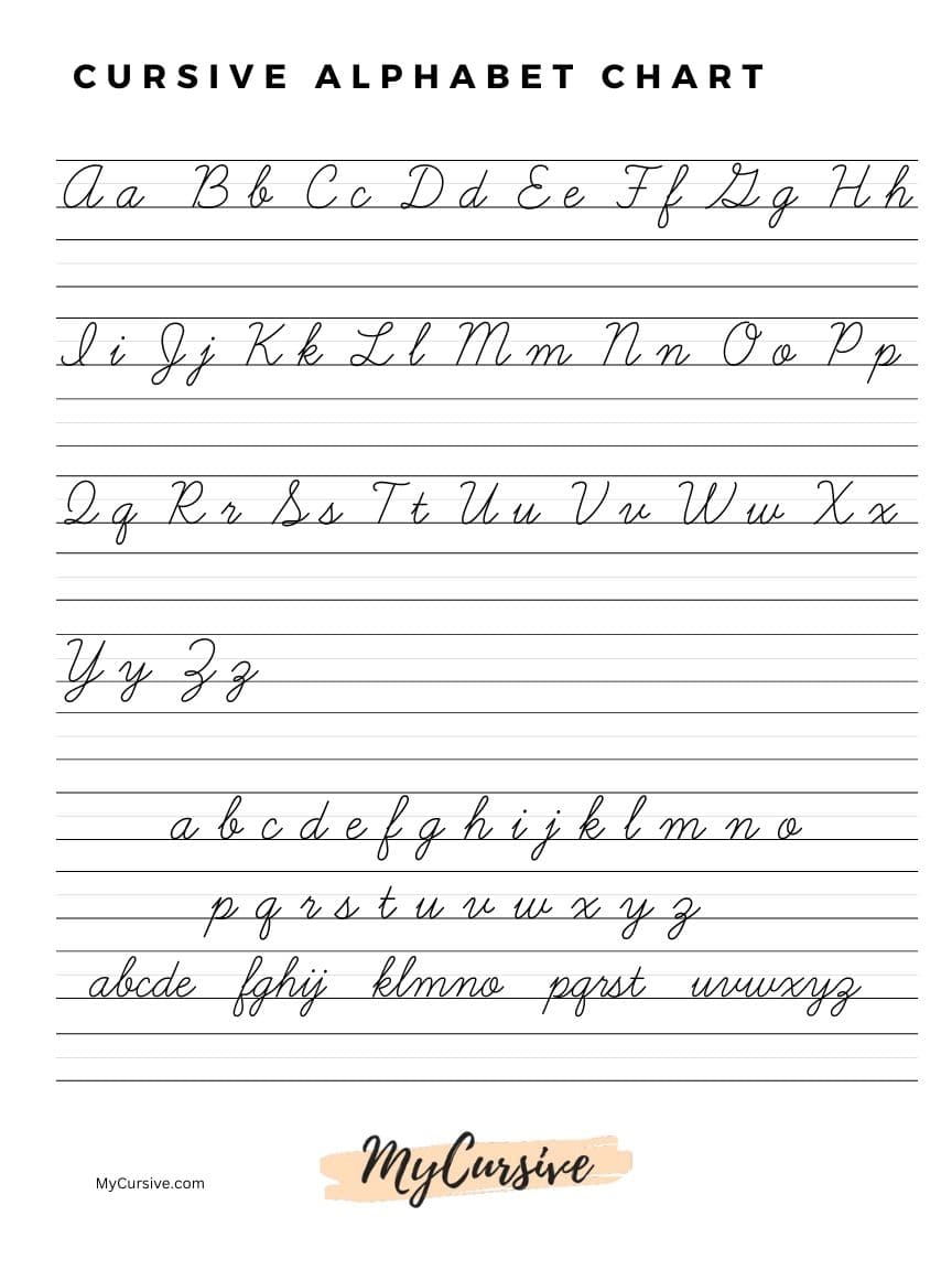 printable cursive alphabet chart