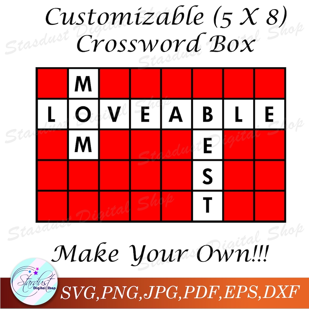 Customizable Crossword 5x8 SVG Etsy