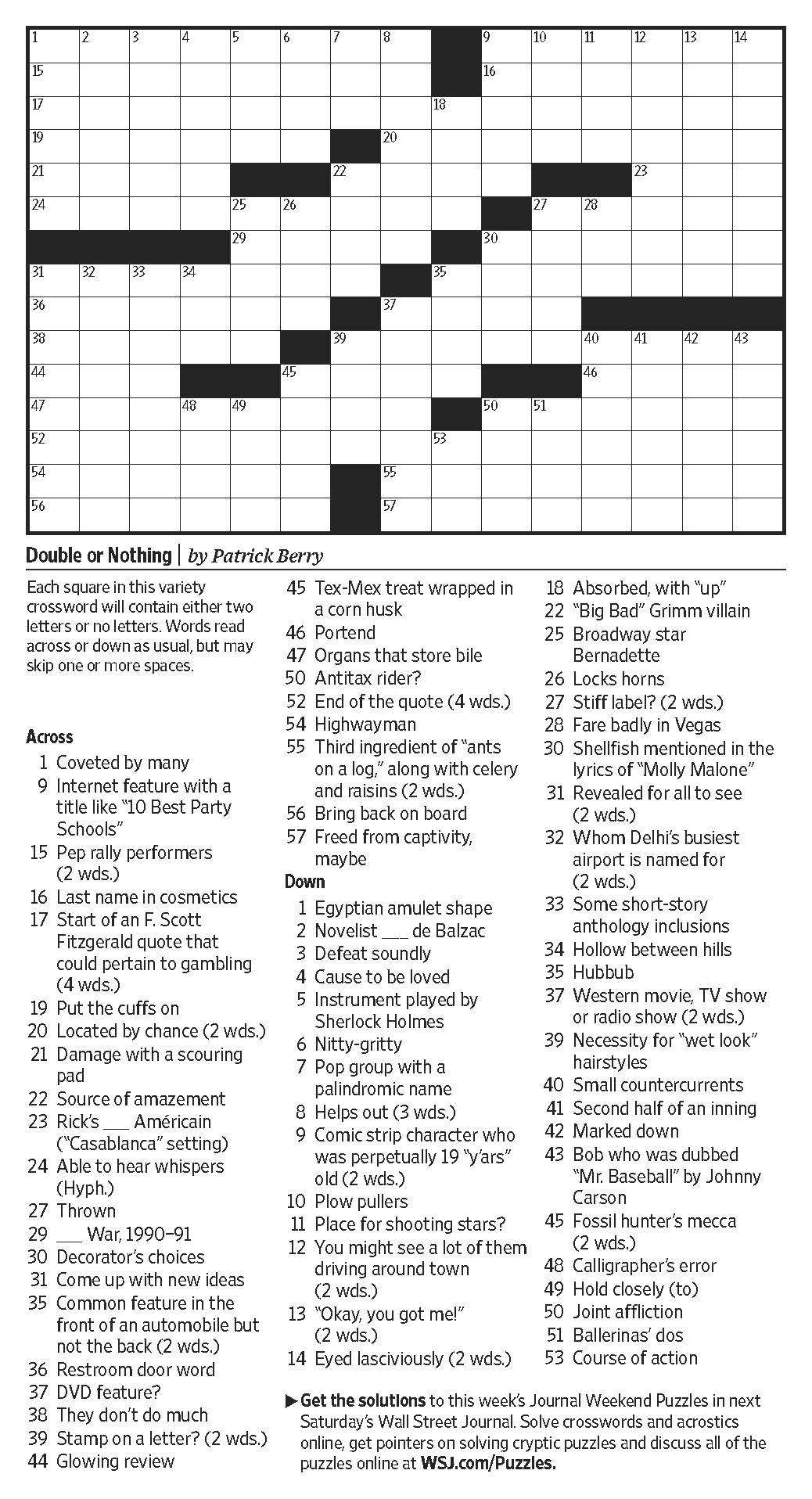 wsj crossword puzzle today