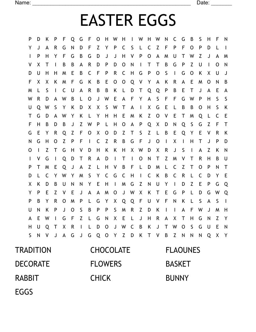 EASTER EGGS Word Search WordMint