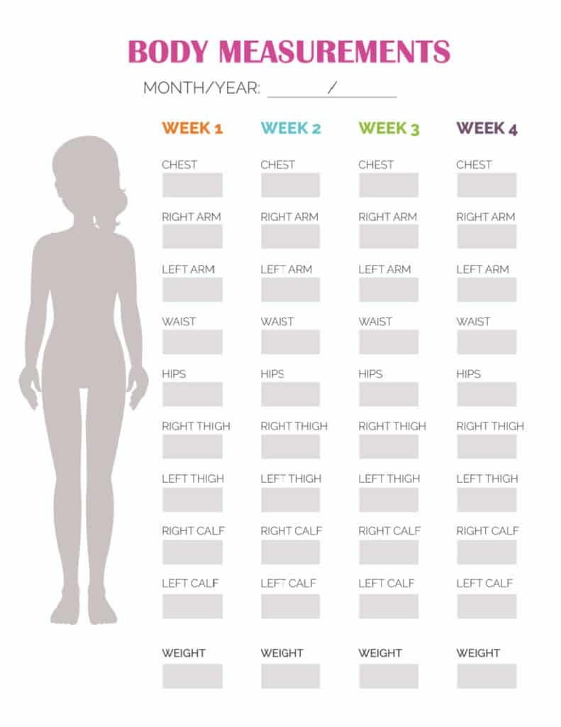 Female Printable Body Measurement Chart Female Printable Body Measurement Chart