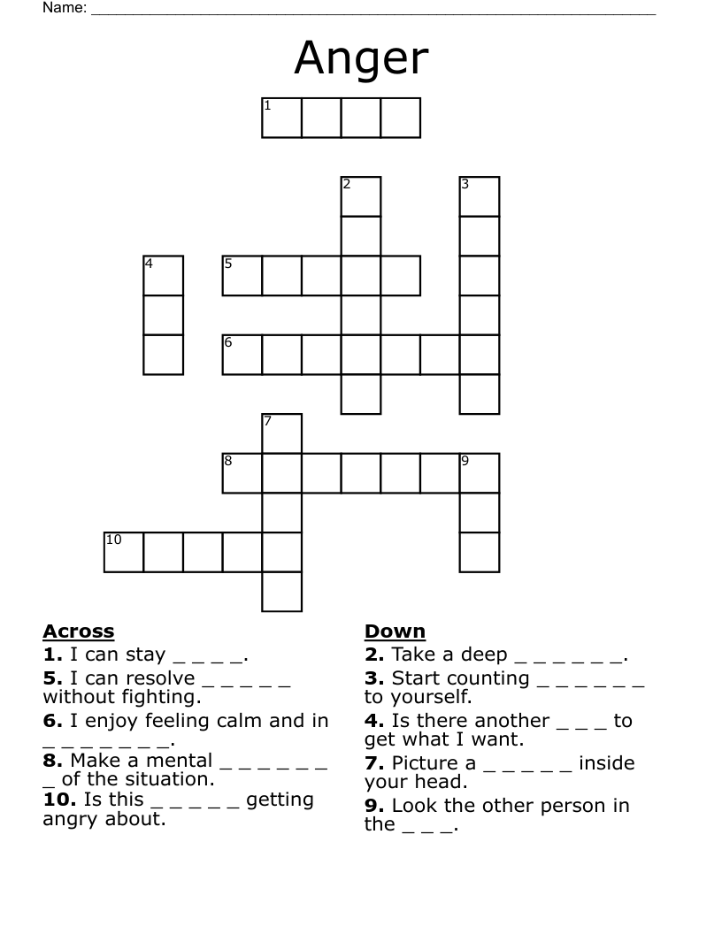 Free Anger Management Crossword Puzzles Download Free Anger Management Crossword Puzzles Png Images Free Worksheets On Clipart Library