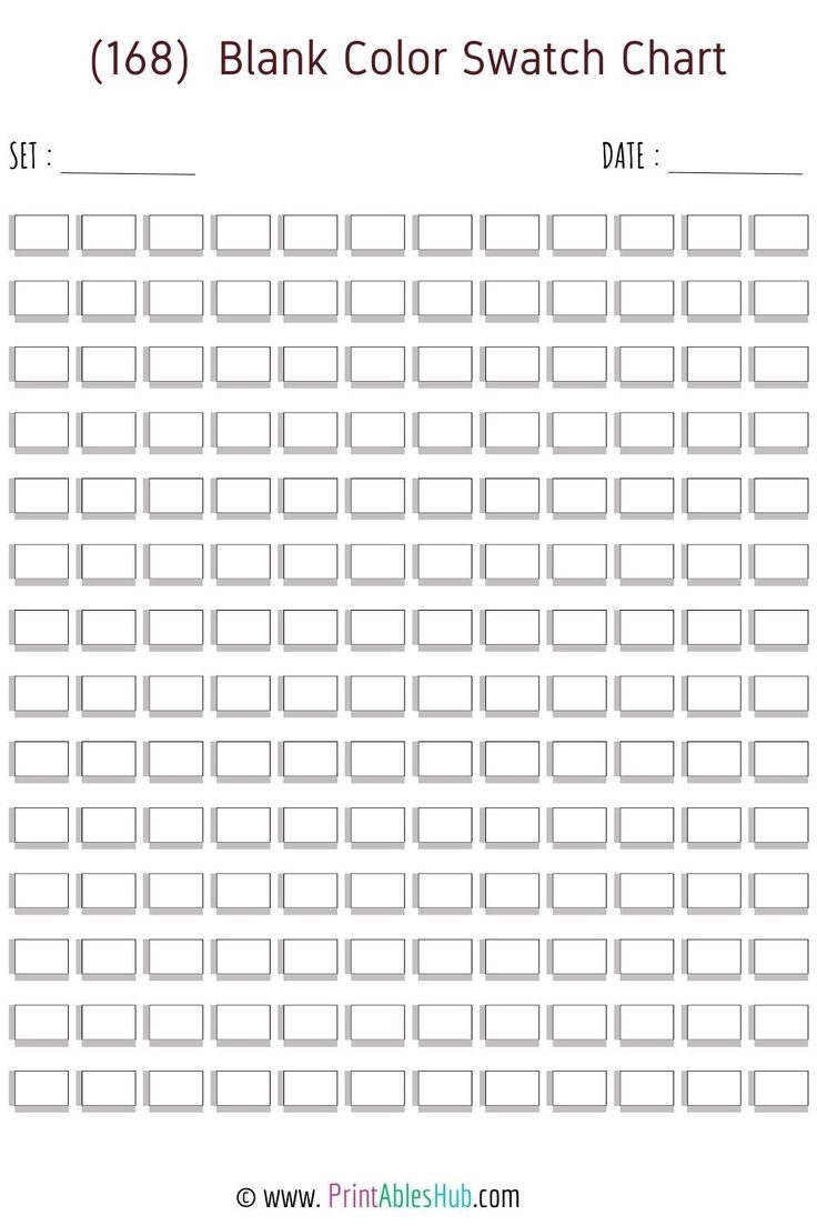 Free Printable 24 50 72 80 100 120 150 168 Blank Color Swatch Chart Template PDF Pri Free Printable 24 50 72 80 100 120 150 168 Blank Color Swatch Chart Template PDF Pri