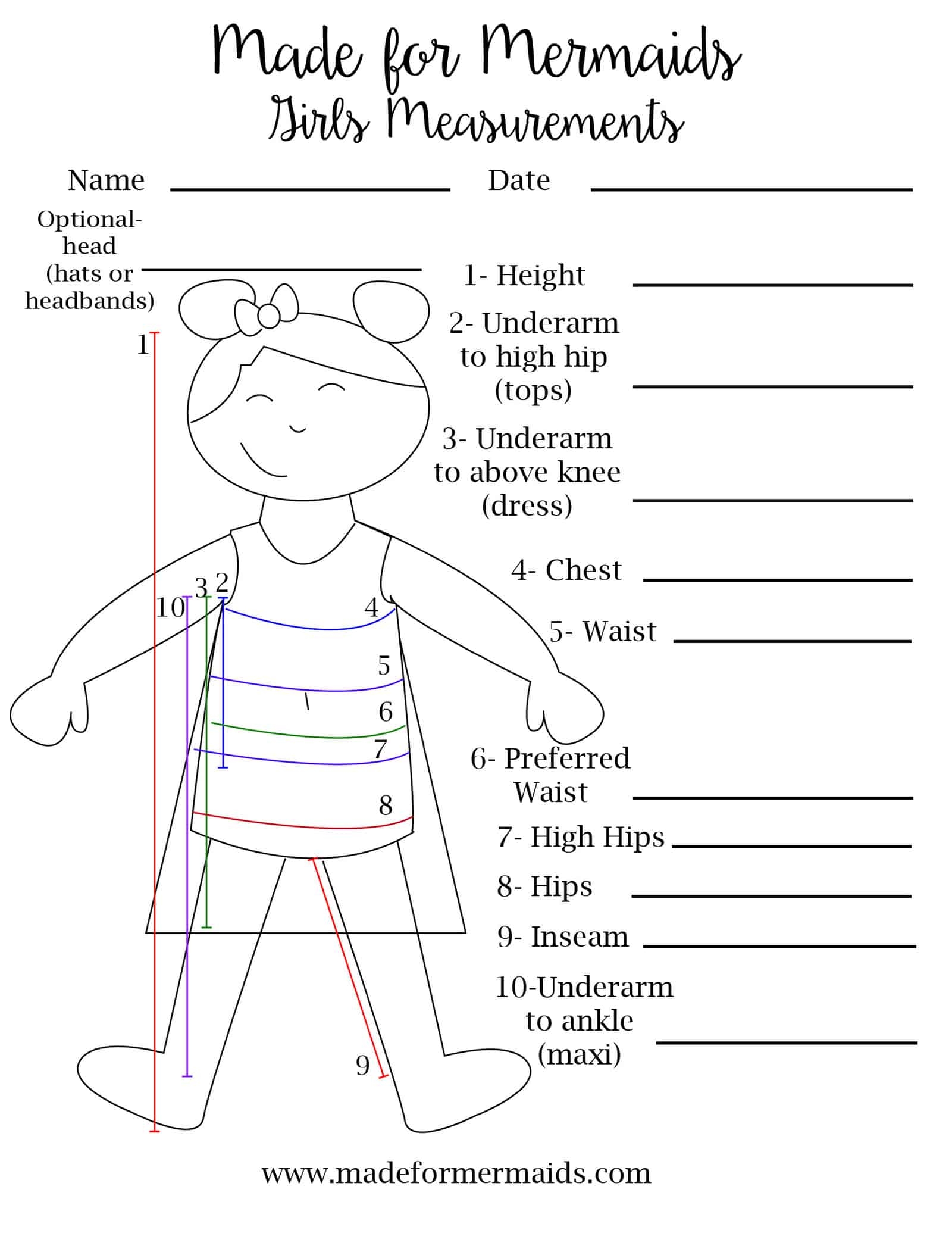 FREE Printable Blank Measurement Chart For Adults Youth FREE Printable Blank Measurement Chart For Adults Youth