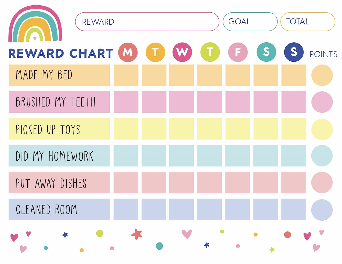 reward chart printable free