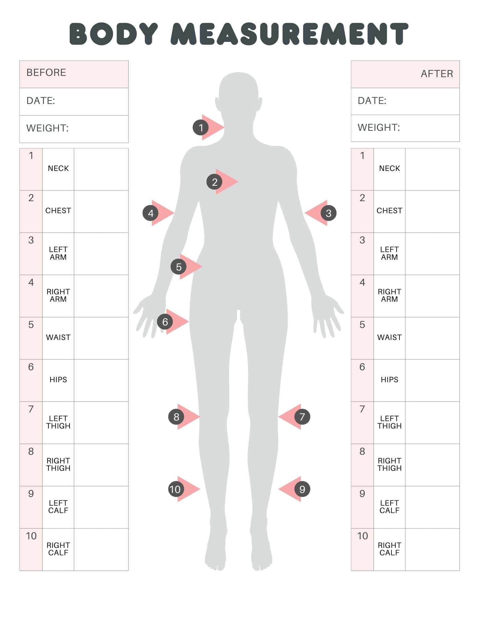 printable body measurement chart
