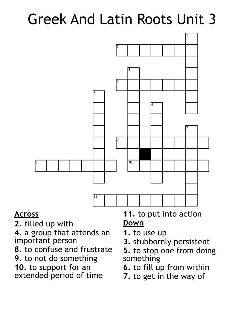 Greek And Latin Roots Unit 3 Crossword WordMint