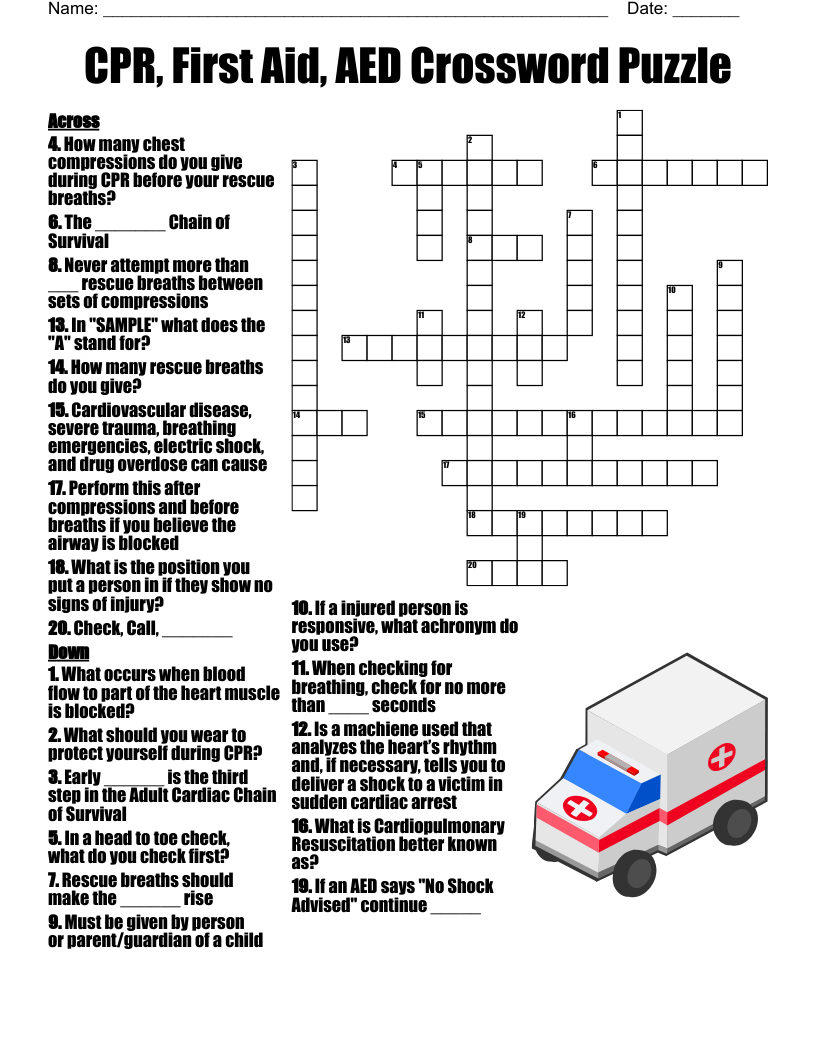 Images wordmint p CPR First Aid AED Crossword Images wordmint p CPR First Aid AED Crossword